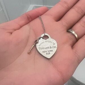 Tiffany heart tag with key pendant necklace